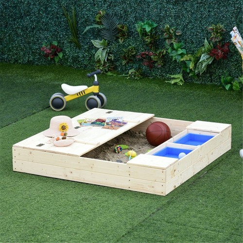 Kids Sandbox with Cover Natural Wood - Picture 6 of 8