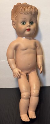 Vintage All Vinyl 16  Doll Close Eyes Molded Hair Marked P15 TLC