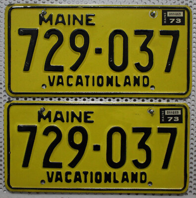 Maine Nummernschilder Paar 1973 USA Kennzeichen US Vintage License Plates Pair