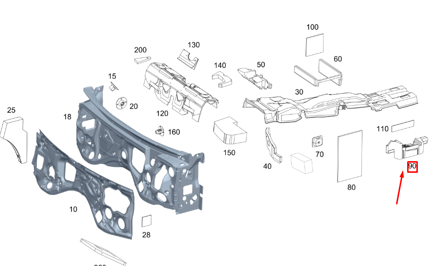 Amortisseur de montant B gauche neuf pour Mercedes-Benz GLE W167 A1676825700