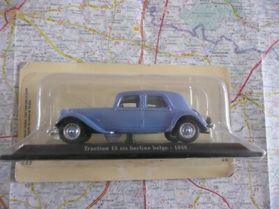 Voiture Miniature Citroën Traction 15 Six Berline Belge 1949 - Atlas 1:43, Bleue, Occasion