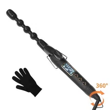 Kipozi 1 in Ceramic Bubble Wand Curling Iron Spiral Curling Wand Adjustable Temp