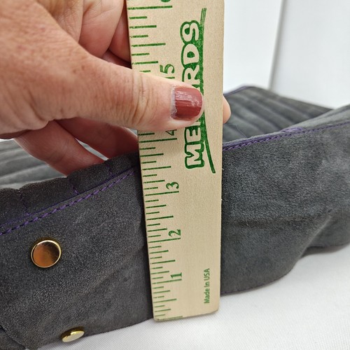CLAUDIA FIRENZE Handtasche grau Wildleder mit lila Lacklederbesatz - Bild 15 von 15