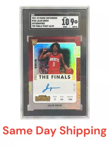 2021 Panini Contenders Finals Ticket #102 Jalen Green Rookie /49 SGC 9 Auto 10