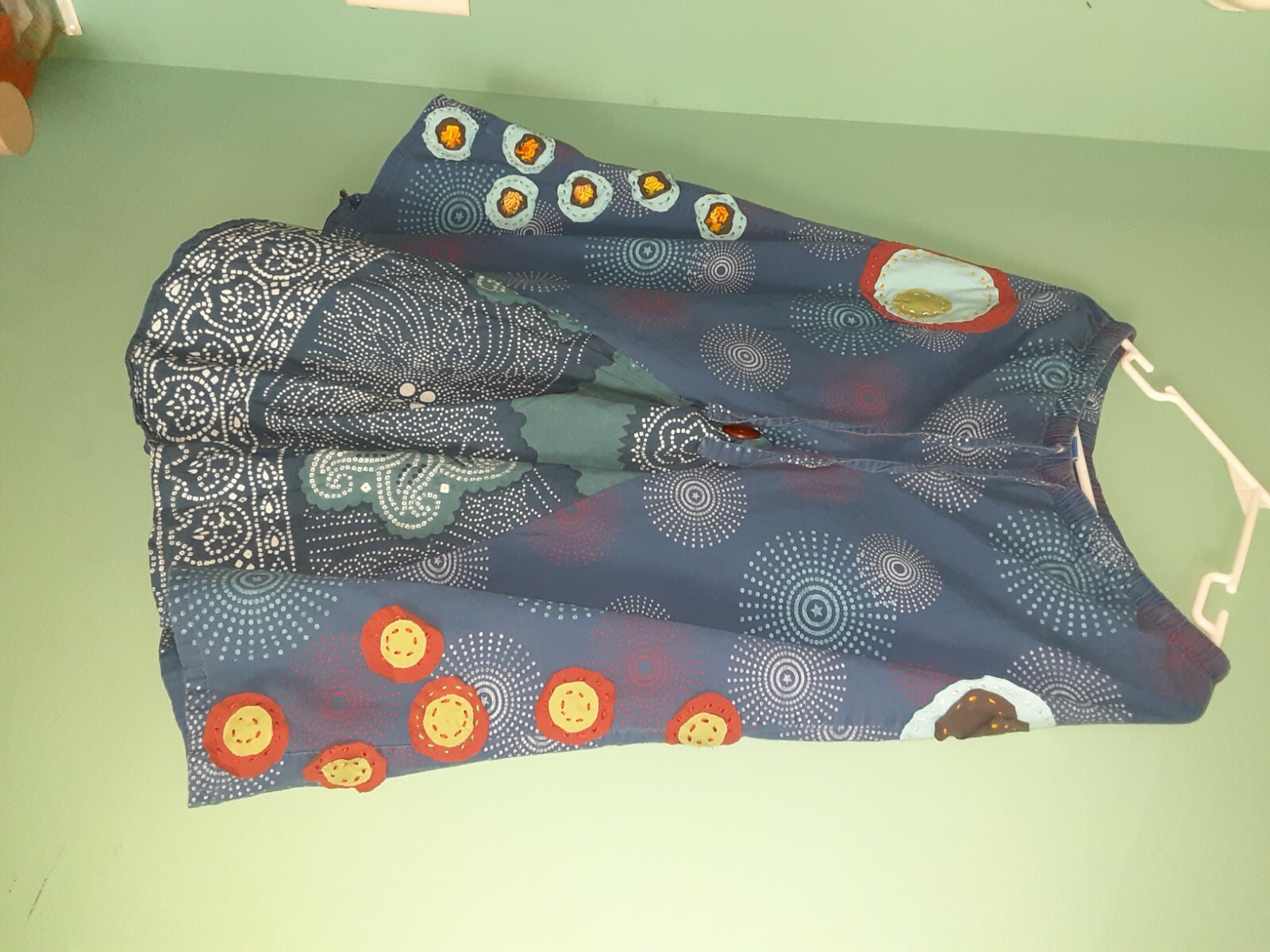 Skirt, folkart,hippy reclaimed, recycled, adorable bubble and flowers creation-image