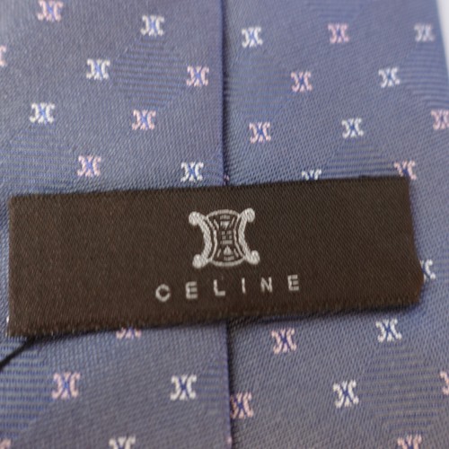 Celine Neck Tie Mens Blue Geometric Solid Silk Luxury Suit Minimal Slate Italy - Picture 6 of 12