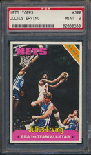 1975 Topps Julius Erving #300 HOF Nets PSA 9 MINT DEAD CENTERED Ancient Holder
