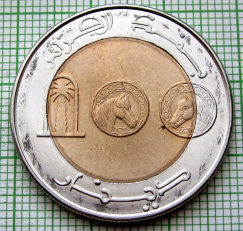 ALGERIA 1993 - AH 1414 100 DINARS, ARABIAN HORSE BI-METALLIC UNC - Picture 1 of 6