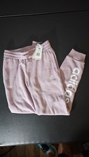 Adidas Slim Fit Womens XS Pink Linear French Terry Cuffed Joggers Sweatpants