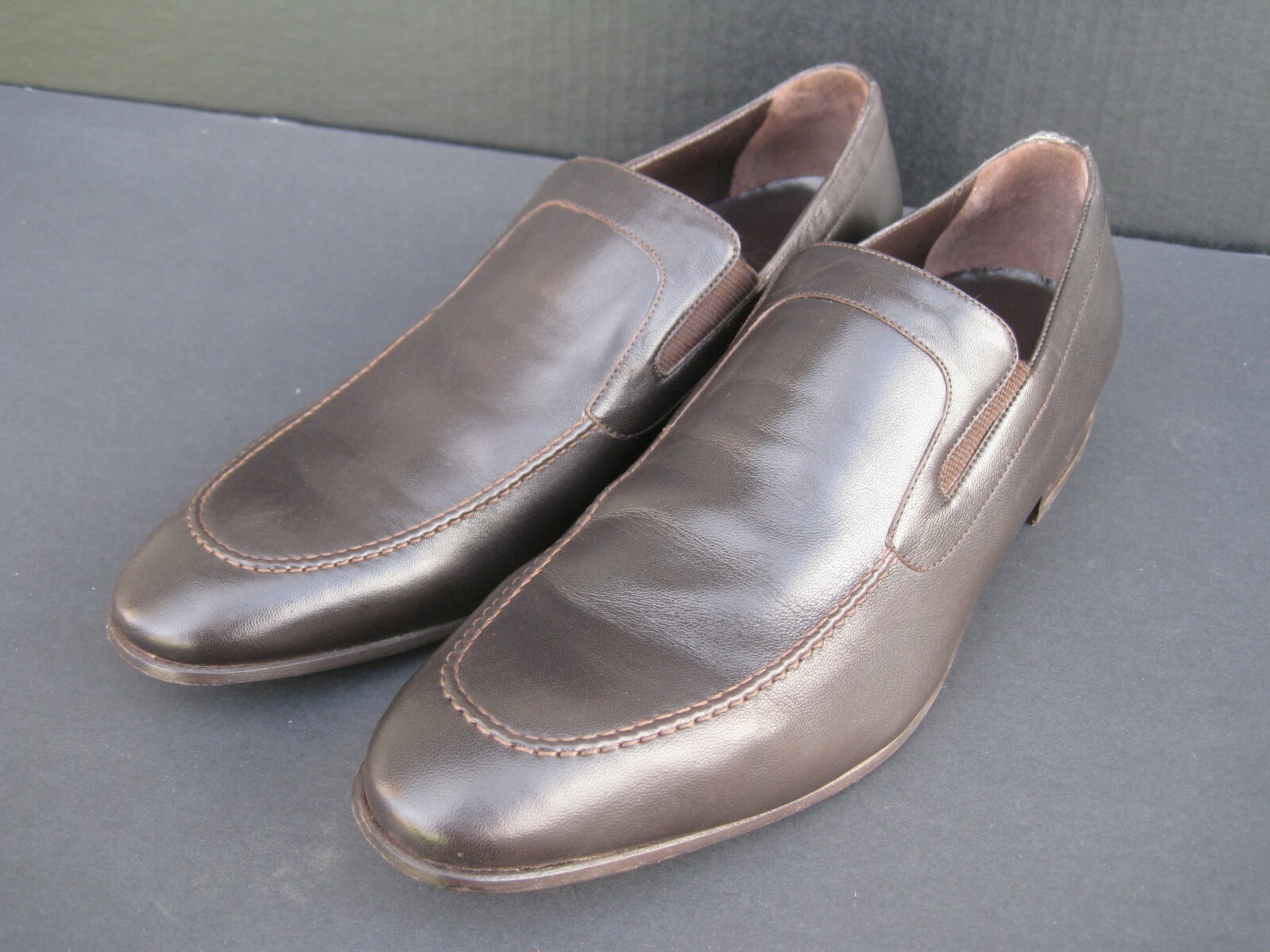A.Testoni Basic Men's Dark Brown Leather Loafers,… - image 4