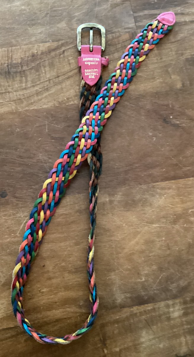Argentina Capezio Leather Rainbow Color Braided Belt Sz  display picture 1