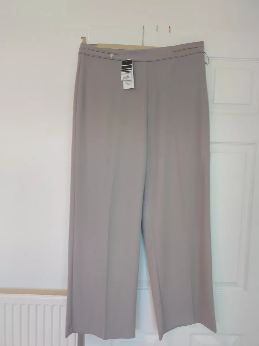 Ladies Wallis Wide Leg Trousers Size UK 12 Eur 42 Light Greige