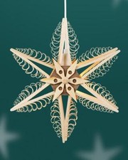 Fensterschmuck Spanstern doppelt el. Beleuchtet Mitte mit Stern Ø32cm NEU Holz