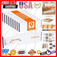White Adjustable Drawer Dividers - 9 Pack for Clothes & Office Storage Solutions