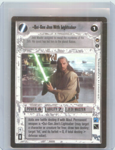 Qui-Gon Jinn con sable de luz (raro) | lado de la luz | Theed Palace | Star Wars CCG - Imagen 1 de 2
