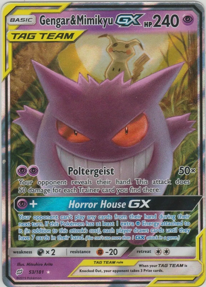 Gengar & Mimikyu GX Hp 5700 033/150 Rare Pokemon Sun & Moon Spanish Card NM