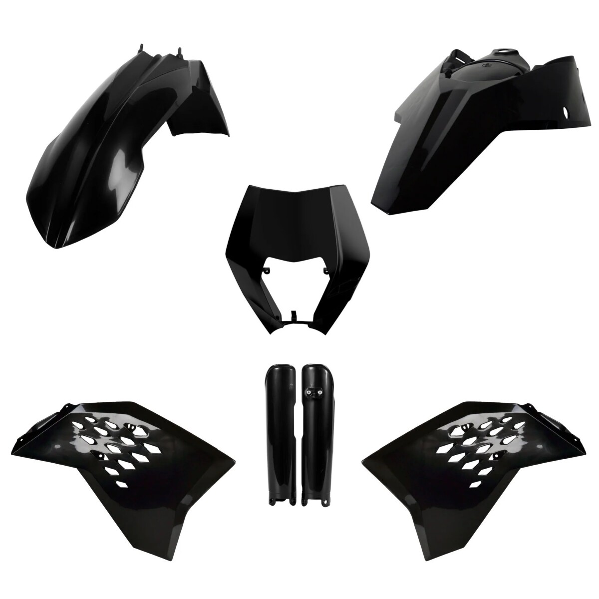 Kit plastique complet KTM EXC 2008-2011 avec plaque avant moto enduro blanche
