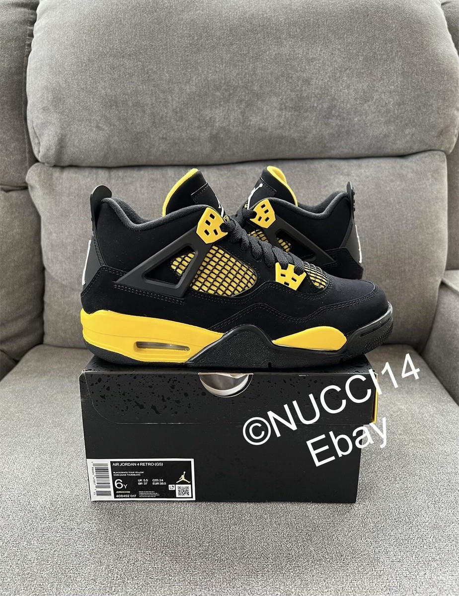 Size 6Y - Nike Air Jordan 4 Retro Thunder Yellow Black 2023