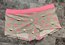 NWT VICTORIA'S SECRET LARGE PINK ROSE GOLD HEART VALENTINE RARE BOYSHORT PANTIES