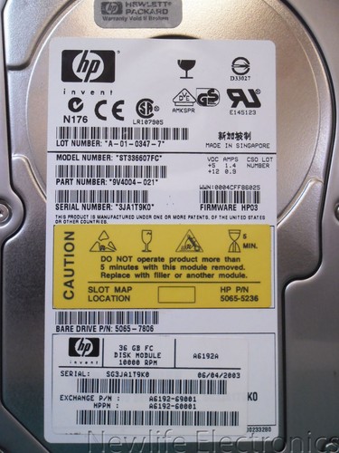 HP/Seagate ST336607FC 36.7GB 10,000 RPM 3.5 in. Fiber Channel HDD (No Tray) - Picture 3 of 5