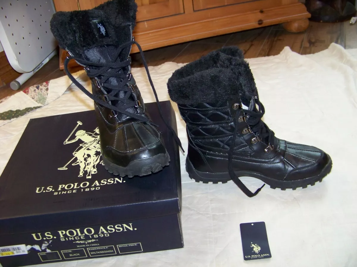 Women s U.S. Polo Assn. Lace Up Boots with Faux Fur Trim Size 9.5M In Box