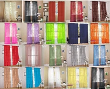 Set of 4 Sheer Curtains, Panels, Window Drapes 54" X 63", Rod Pocket Top