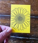 ACEO Original Art Ink Sunflower Drawing on Yellow paper, floral nature mini — photo 2