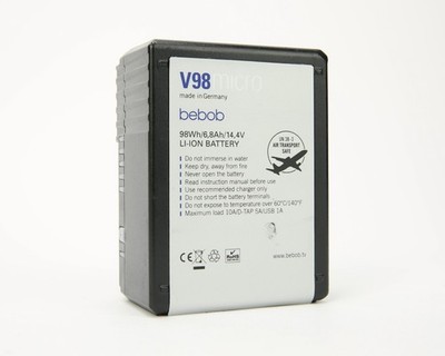 bebob V98MICRO 14.4V, 98Wh, 6.8Ah V-Mount Li-Ion Battery with 5-Step LED Gauge