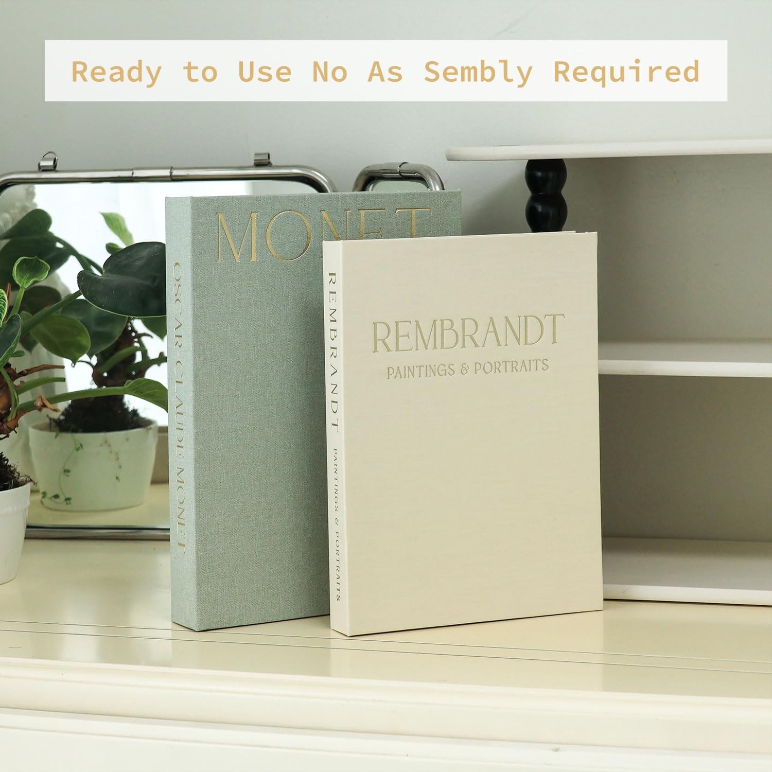 Set of 2 Decorative Books Box, Linen Faux Book, Storage, Coffee Table Decor