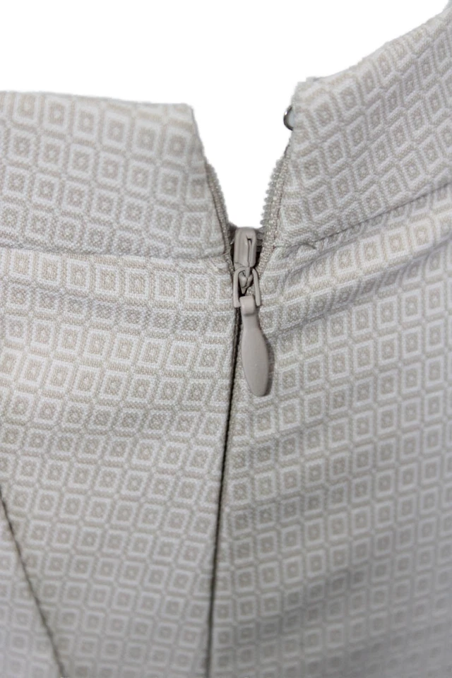 Elie Tahari женщин бежевый хлопок напечатано плиссированные прямые штанины платье брюки размер 8 - Изображение 3 из 4