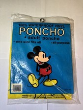 Vintage New Disney World Mickey Mouse Waterproof Poncho Unopened Adult One Size