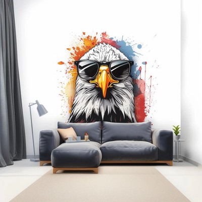 Serious Bald Eagle with Sunglasses Wall Sticker Decals - Cool Bird in Glasses