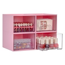 4 Pack Small Clear Stackable Storage Drawers, Acrylic Bathroom Makeup Organiz...