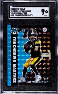 2021 Mosaic Ben Roethlisberger 7/15 TOUCHDOWN MASTERS BLUE FLUORESCENT SGC 9
