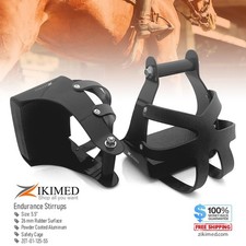 Endurance Stirrups Aluminium Black Color Coated 5.5" with Leather Guard