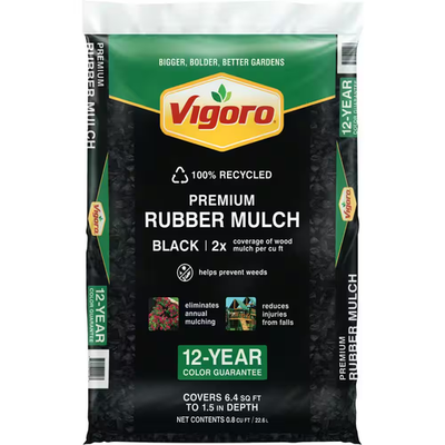 #ad 0.8 Cu. Ft. Black Bagged Recycled Rubber Mulch $7.16