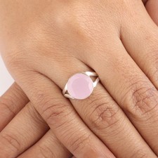 Rose Chalcedony Gemstone 925 Sterling Silver Jewelry Handcrafted Ring For Women