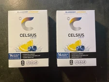 2 CELSIUS Blueberry Lemonade On the Go Powder Sticks 14 Count -02/26 New Sealed-