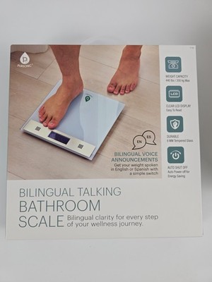 Pursonic Bilingual Talking Bathroom Scale Wellness 440 lbs Max Weight Capacity