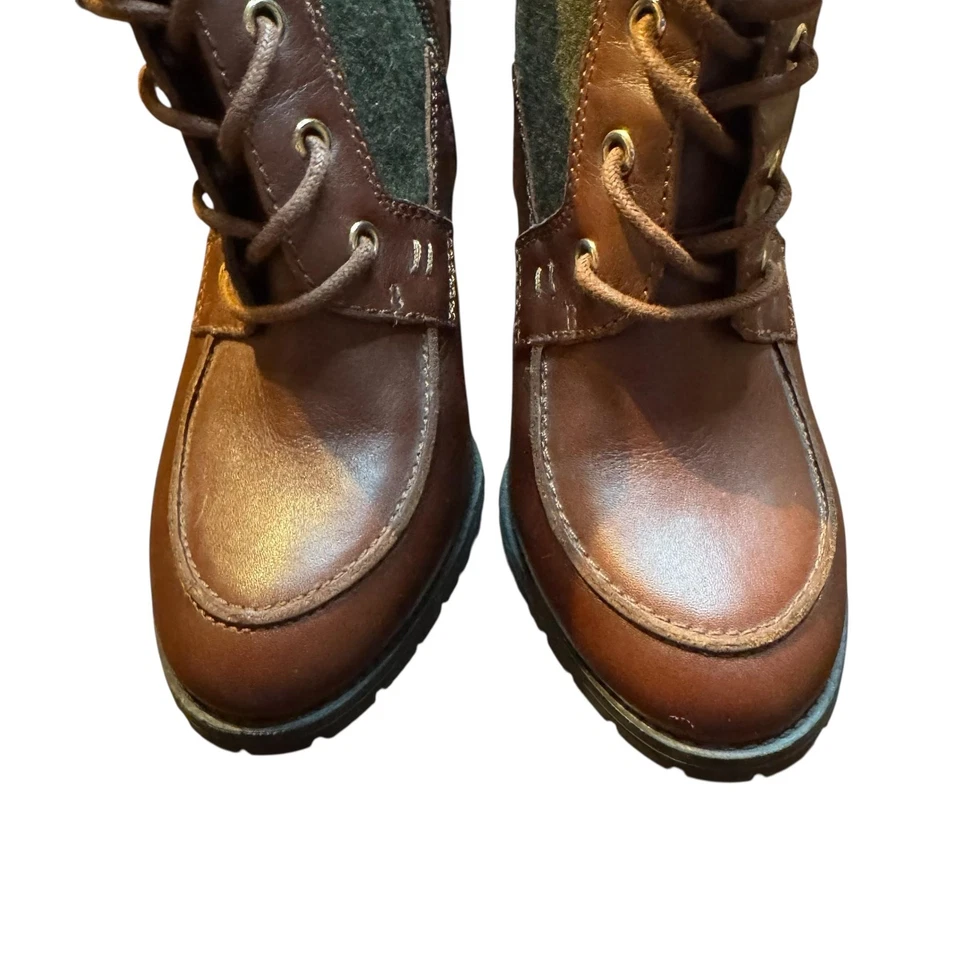 Antonio Melani Boots Womens Size 6.5M Leather Fabric Lace Up Heeled Zip Buckle - Image 2 of 4