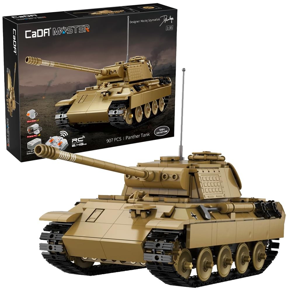 Танк CaDA Panther 135 Радиоуправляемая кирпичная модель 907шт Возраст 14 C61073W 16490₽