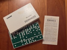 Green Vintage Marblelike Puremco Standard Dominoes Original Box Made In USA