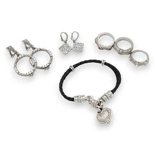 VINTAGE DESIGNER JUDITH RIPKA BRACELET RINGS EARRINGS LOT OF 6 STERLING SILVER