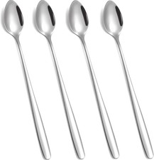Stainless Steel Iced Tea  Coffee Spoons Set of 4 - 7.8-Inch Long Handle Spoons