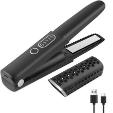 Cordless Hair Straightener and Curler 2 in 1 Portable Hair Straightener Curling