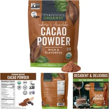 Organic Cacao Powder 1lb Rich Dark Chocolate Perfect Baking Smoothies