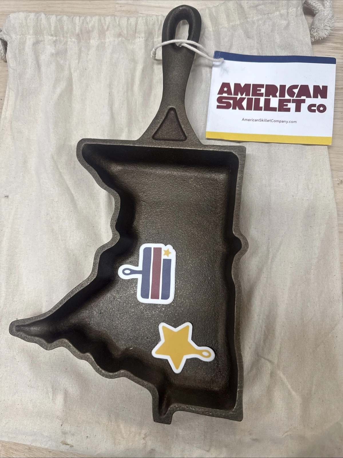 American Skillet Co Minnesota Shaped Cast Iron Skillet New Made In USA