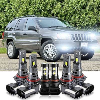 For Jeep Grand Cherokee 1999-2003 LED Headlight Bulbs Hi/Low Beam Fog Lights WJ