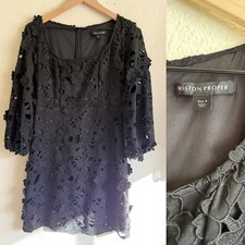 Boston Proper Embellished Tunic Black Lace Dress – Size 4