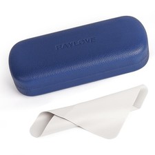 Glasses Case Hard Shell Eyeglass Case with Cleaning Cloth, PU Leather Protect...